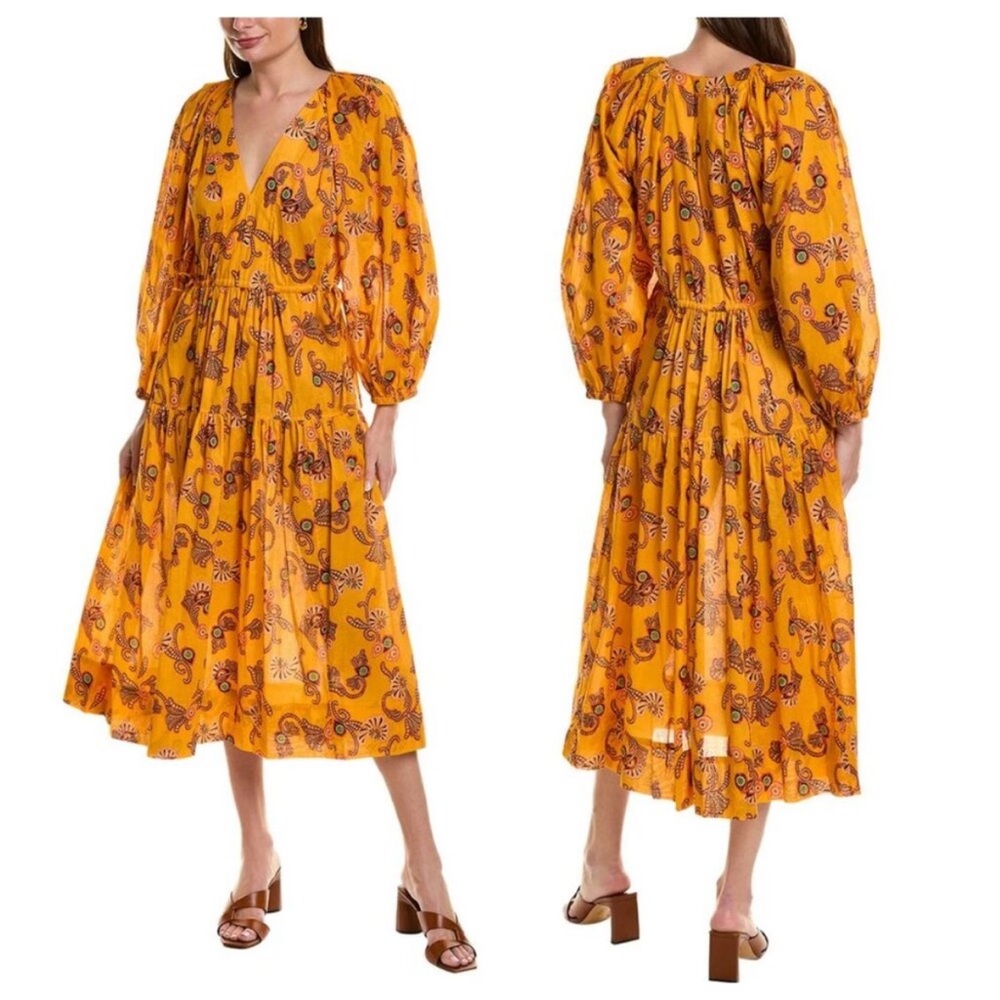 ALC Sayer Printed Tiered Long Floral Dress Yellow $495 NWT 0 2 4